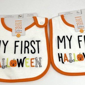 "MY FIRST HALLOWEEN" Set of 2 Embroidered Pumpkin Bones Just One You by Carter's